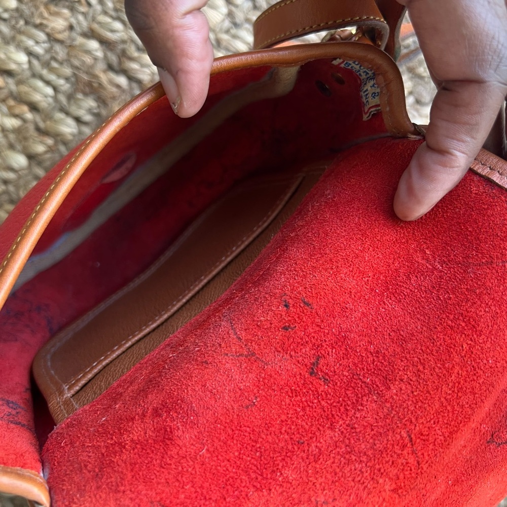 Dooney & Bourke Red and Tan saddle Crossbody Bag - Picture 13 of 14
